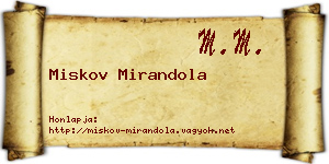 Miskov Mirandola névjegykártya